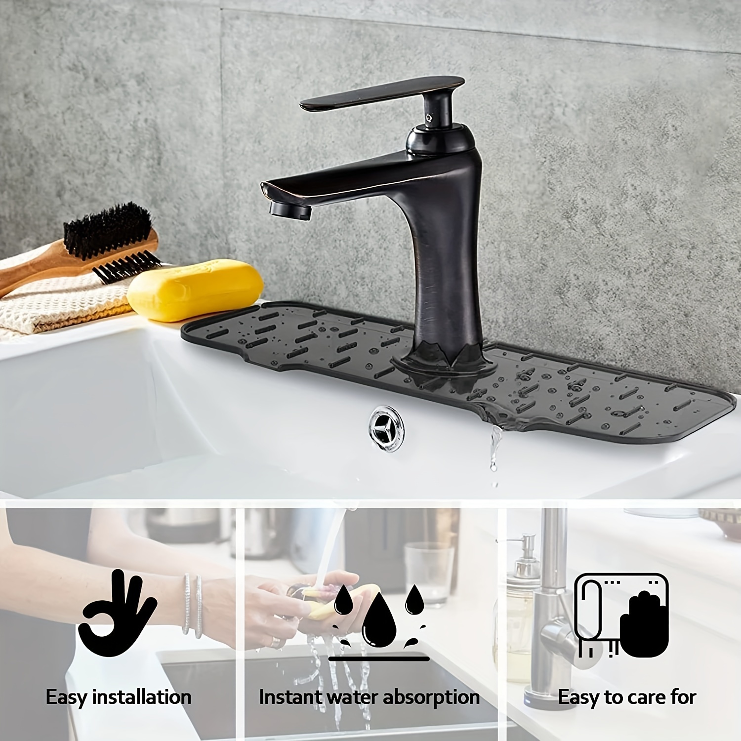 Water Absorption Kitchen Sink Mat Bathroom Faucet Splash Catcher