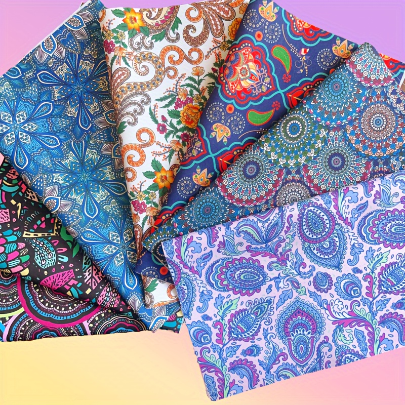 

7pcs Bohemian Style Pattern Pre-cut Fabric Bundles For Stitching, Sewing, Bags And Needlework Loose Cloth Quilting