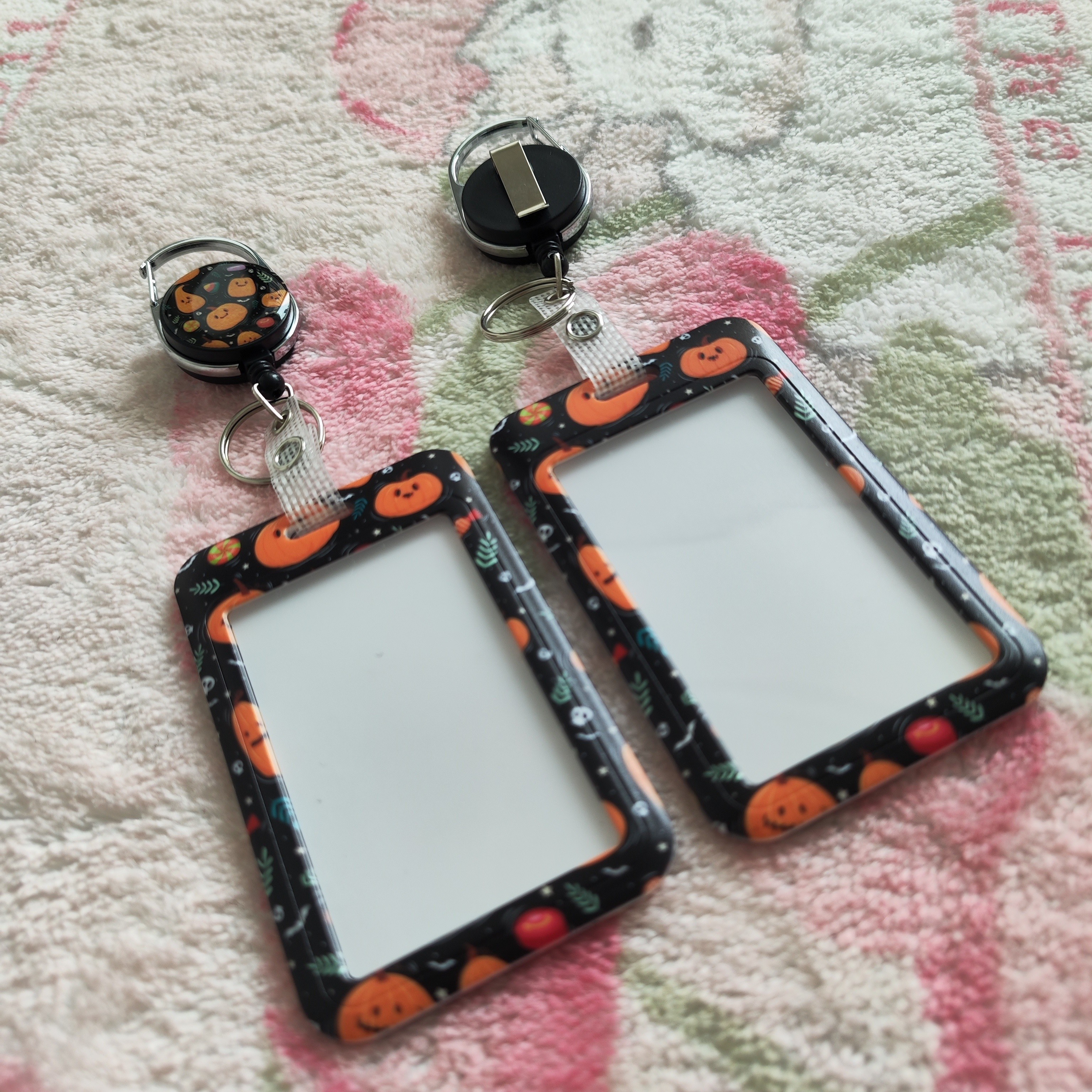 Id Card Holder With Retractable Badge Clip And Pumpkin Head - Temu