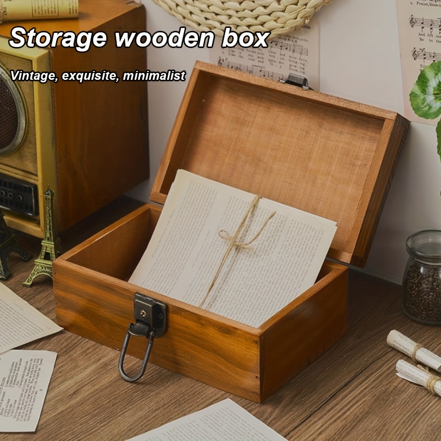 Vintage Lock and Key Wooden Memory Box