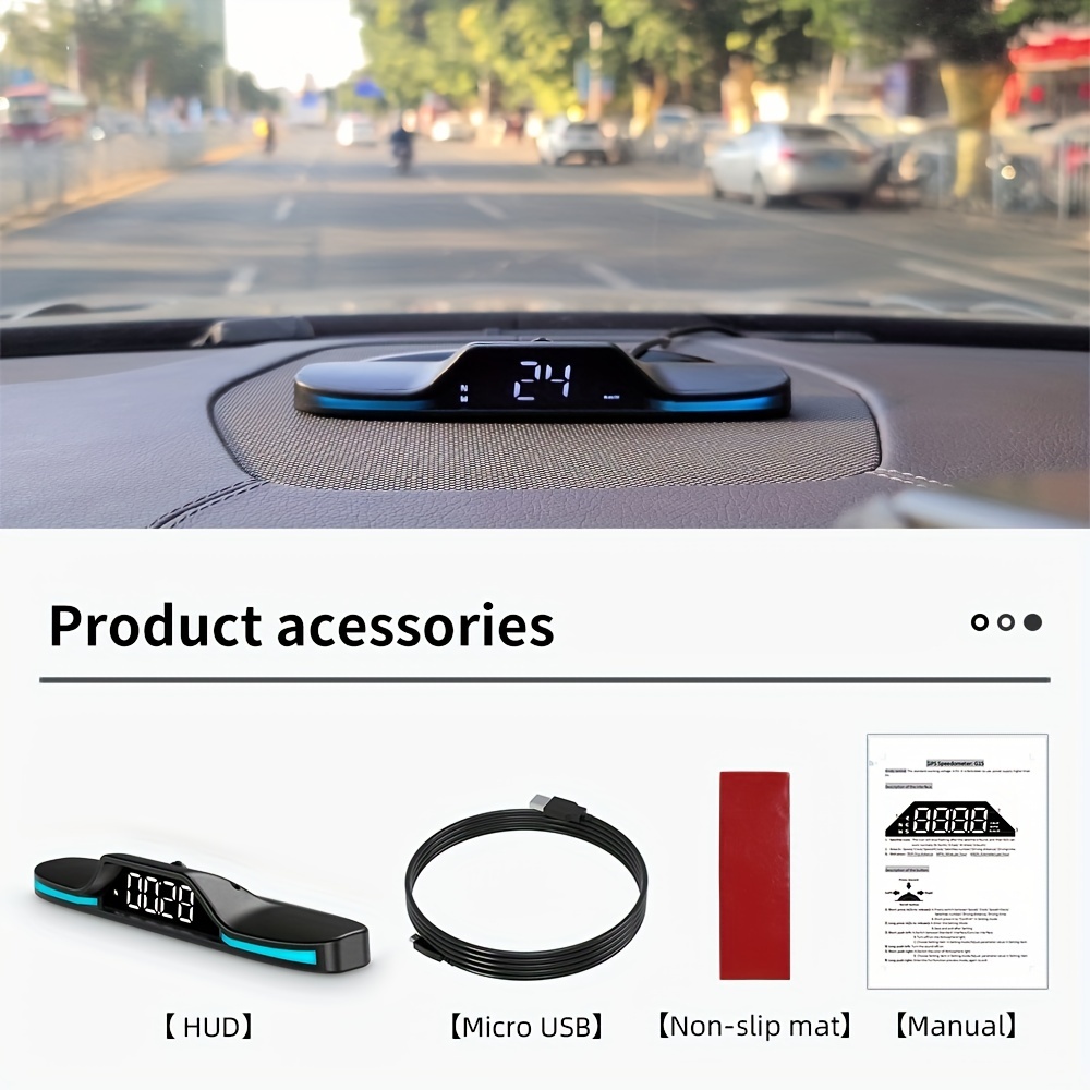 Universal Car Hud Head Display Gps Speedometer Fatigue Alert - Temu