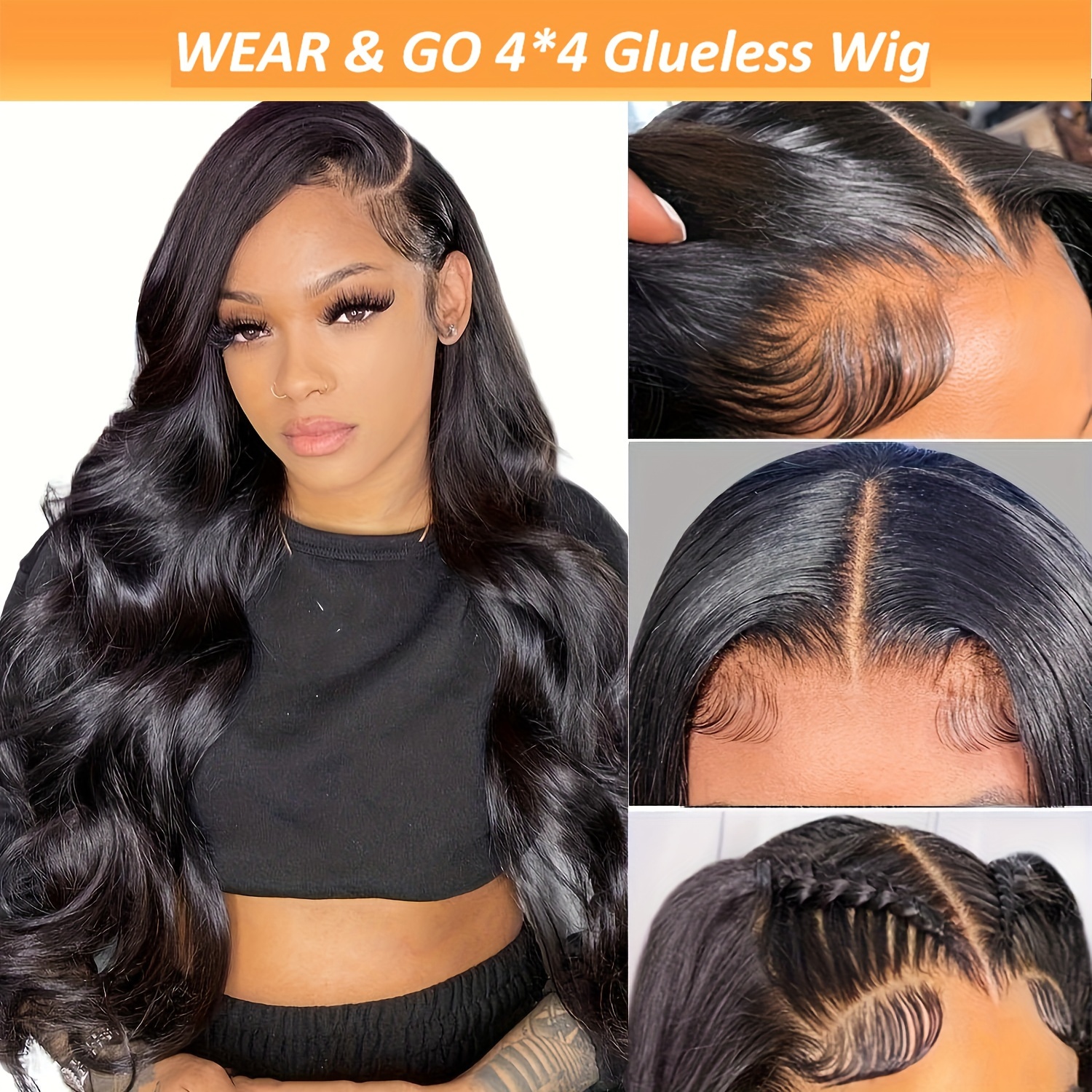 180% Density 4x4 Lace Front Human Hair Wig Body Wave Lace Front Wigs Human  Hair Pre-cut Wear And Go Glueless HD 4x4 Lace Closure Wigs Human Hair Brazi