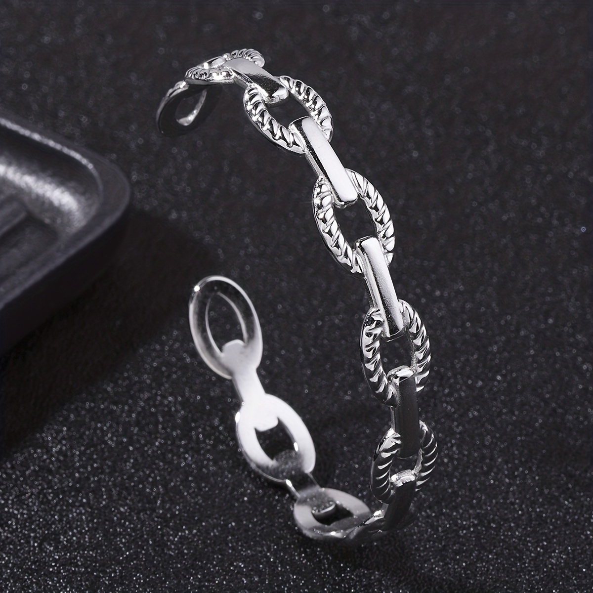 Men's Vintage Steel Chain Open Bangle