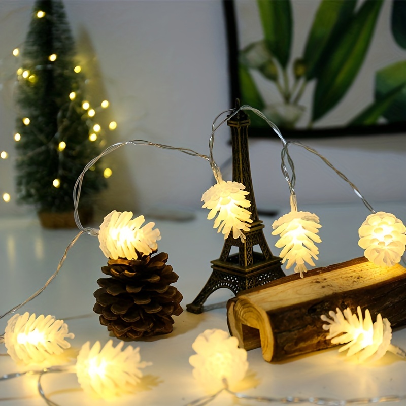 1pc pine cone led christmas holiday color lights party light evening table pendant yard decoration string lights battery powered no plug details 1