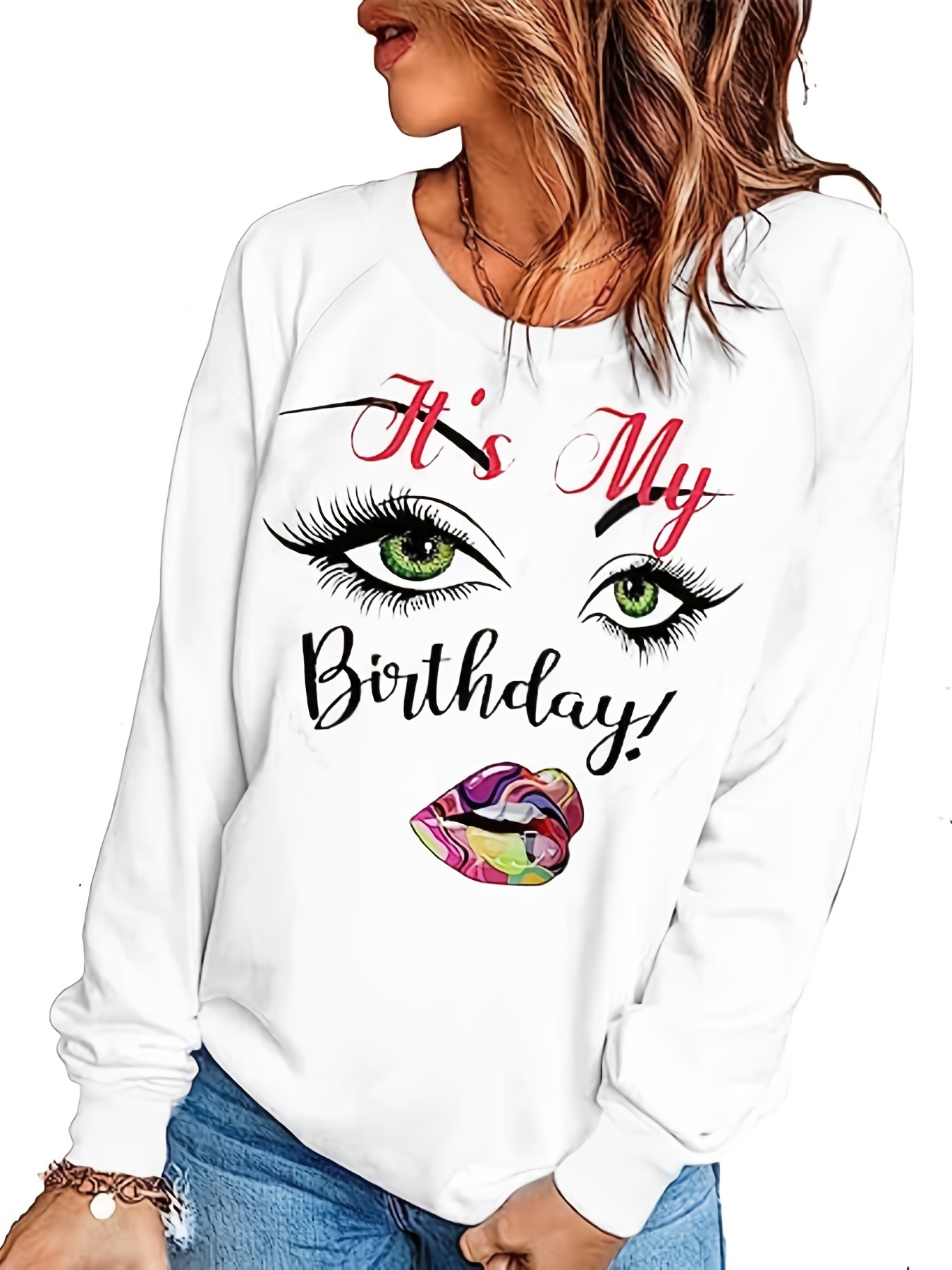 Letter Print Trendy Girls Color Block Long Sleeve Sweatshirt - Temu