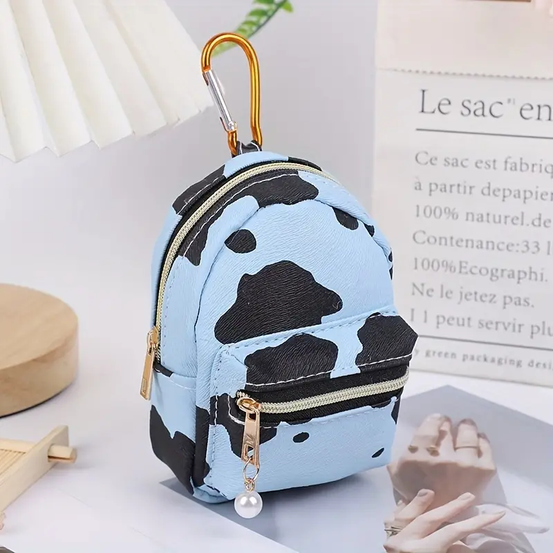  QeenRTUU Printed Cow Pattern Coin Purse Pouch Real Littles  Backpack Mini Backpack Style Key Chain Coin Purse for Women Small Wallets Purse  Keychain Coin Pouch Bags (White) : Clothing, Shoes 