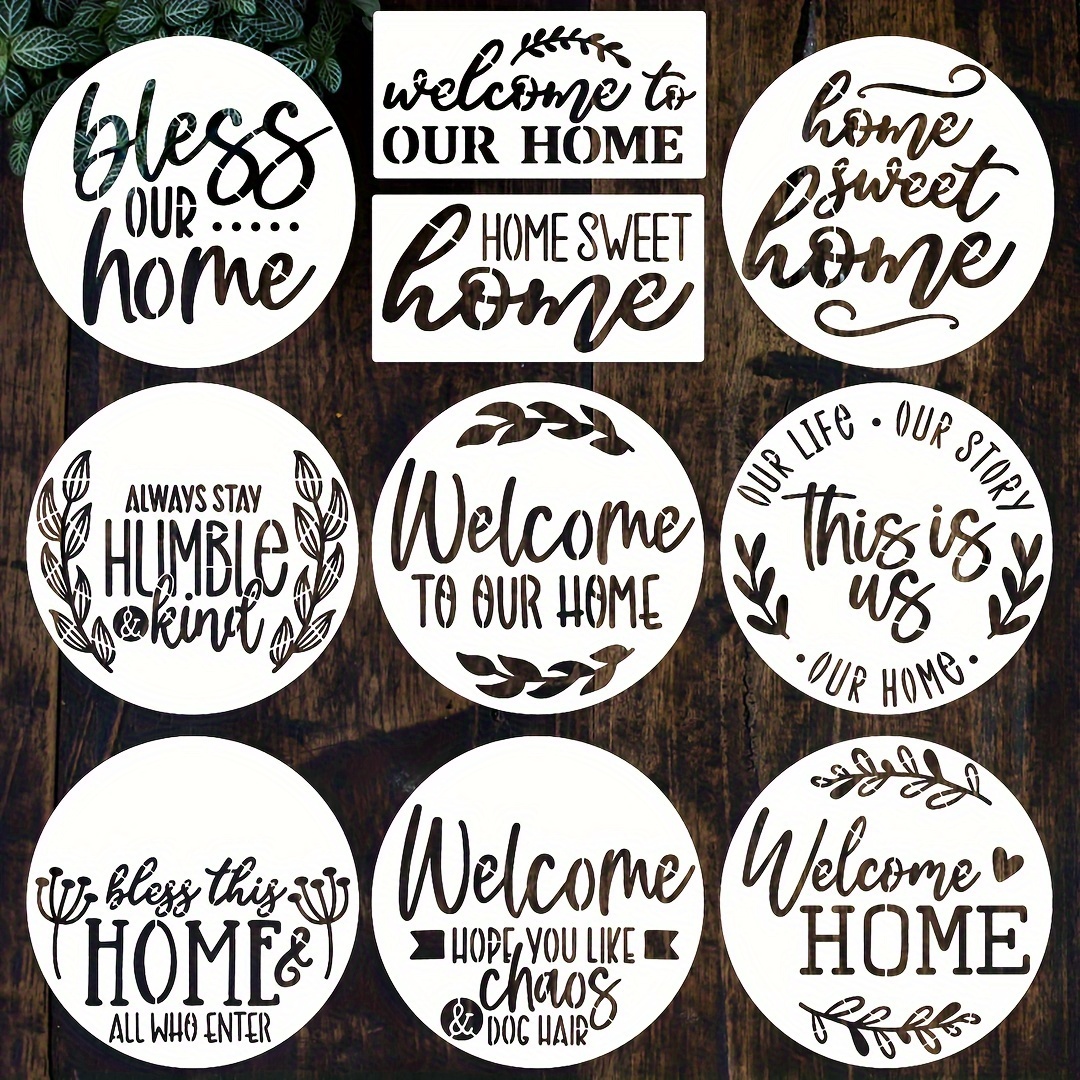 Reusable Stencils For Painting On Wood Round Welcome Letters - Temu