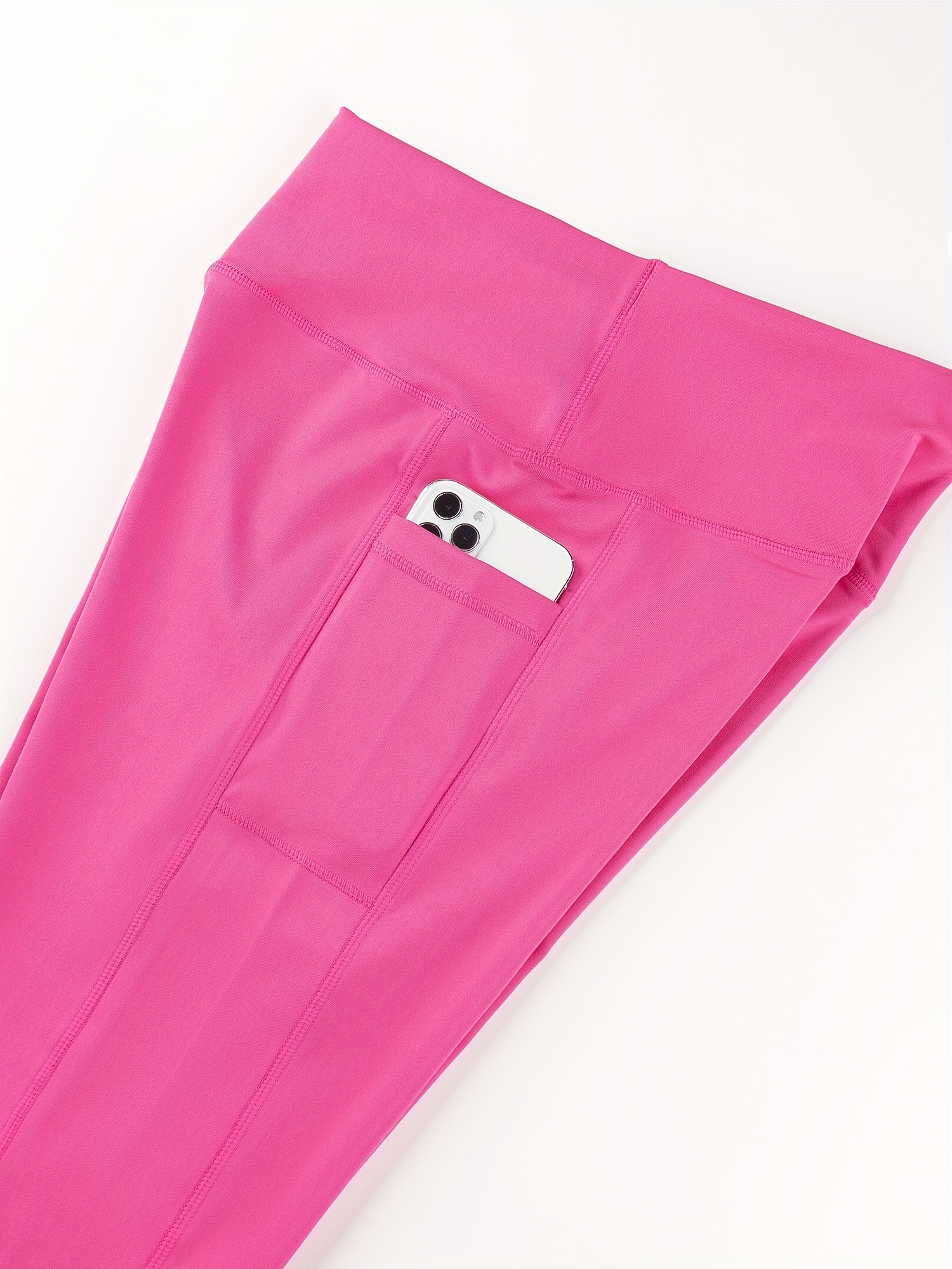 Women's Fitness Leggings with Phone Pocket - Pink Print