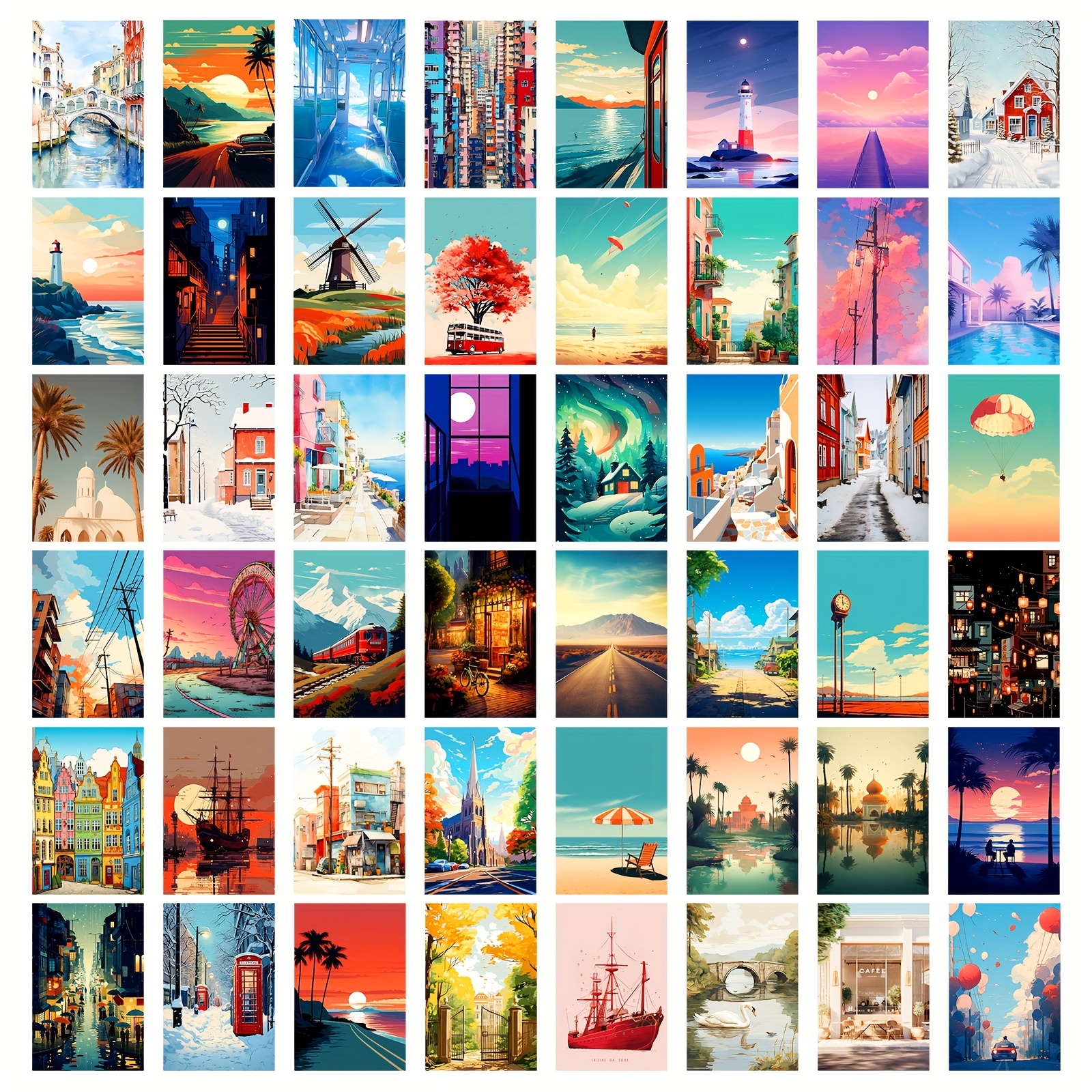 50PCS Vintage Aesthetic Picture Wall Collage Graffiti Street Art Poster  Postcard