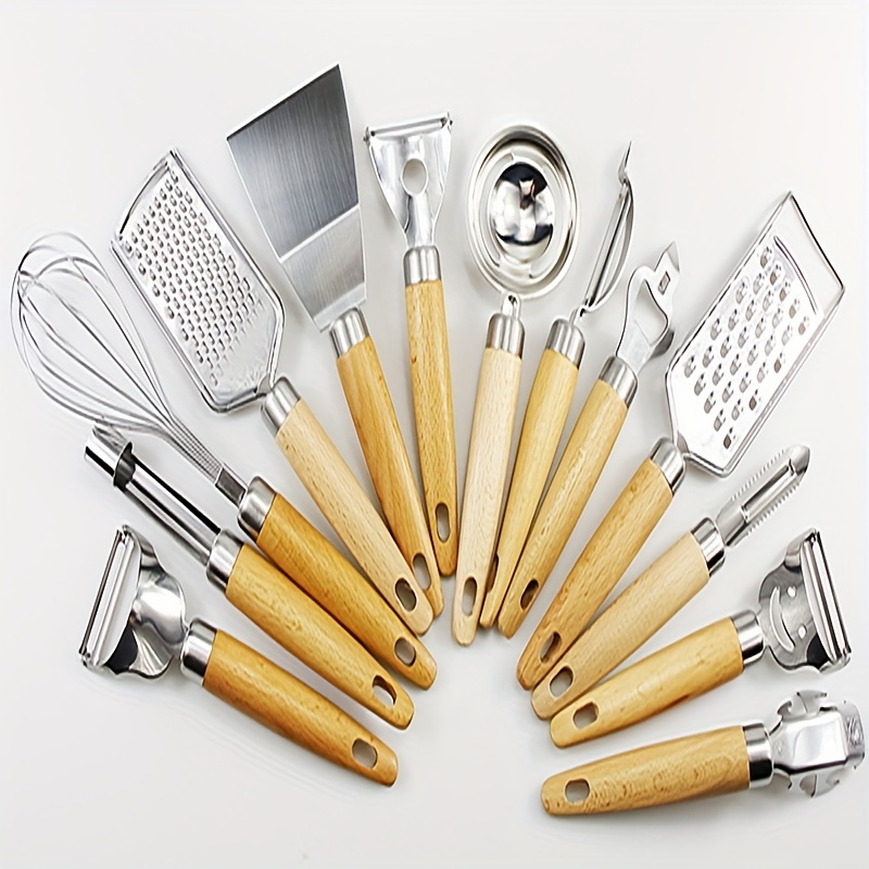Stainless Steel Kitchen Utensils With Wooden Handle Core - Temu