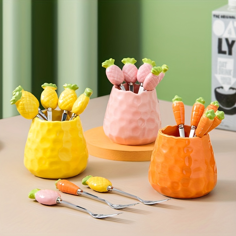 Cute Fruit Forks - Stainless Steel - Carrot - Pineapple - 3