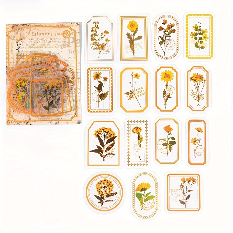 Plants Flower Vintage Frame Diy Decorative Stickers Pack - Temu