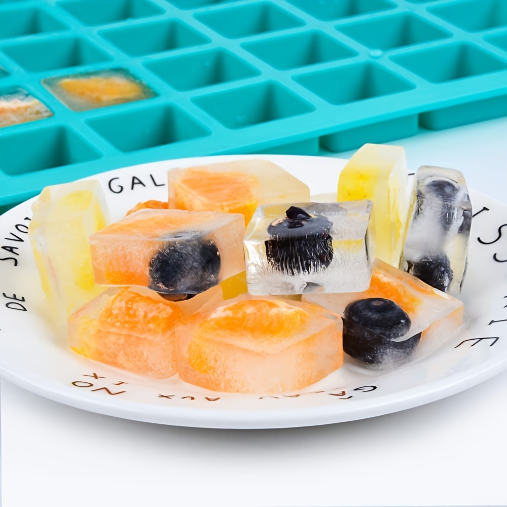 Gliving 126 Cavity Silicone Ice Cube Tray Mold, Square Mini Candy Chocolate Molds for Making Homemade Chocolate Truffle Caramel Candy Blue
