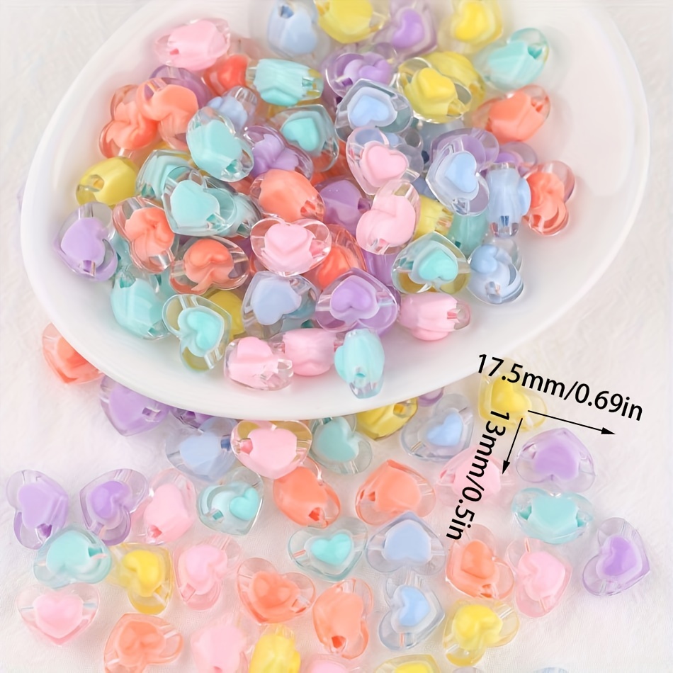 Acrylic Beads Candy Color Heart Star Loose Spacer Beads For - Temu
