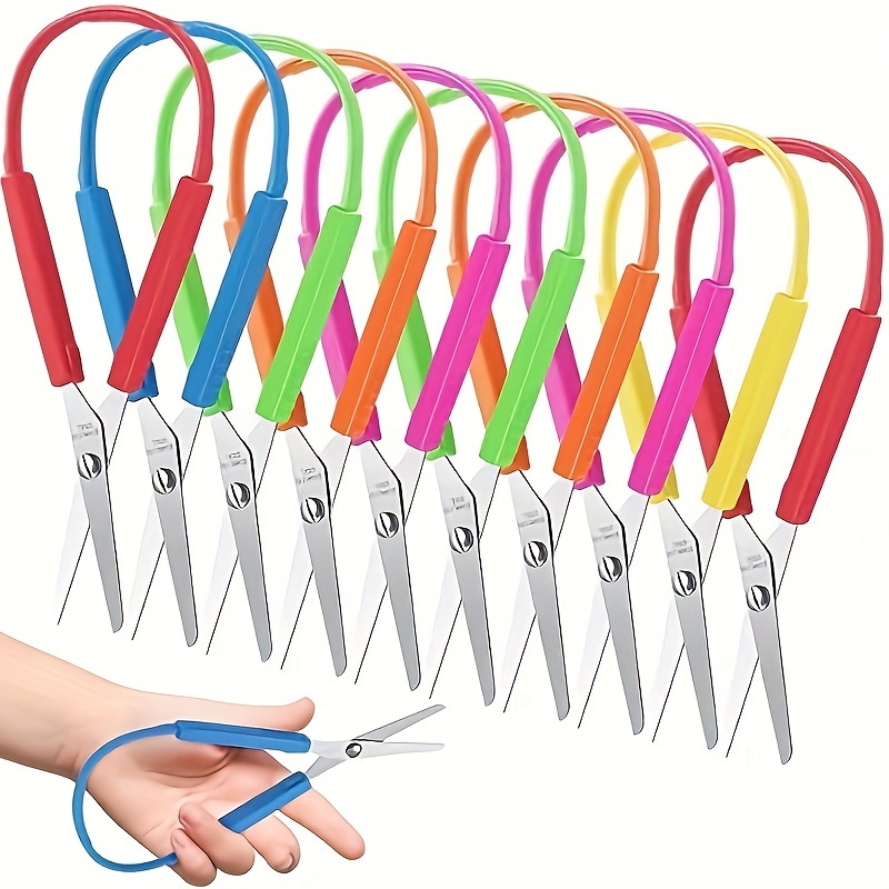 New Mini Stainless Steel Loop Scissors Adaptive Design Colorful Grip Scissor  DIY Art Craft Cutting Tool