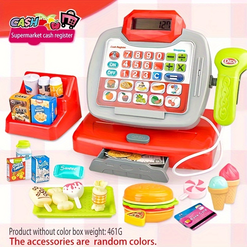 Juguete de caja registradora, juguete educativo electrónico interactivo  para niños de 3 años