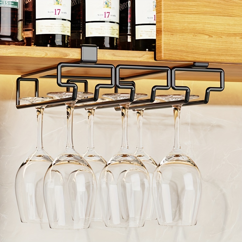 Wine Glass Rack Porte-Verres À Vin Mural Multifonctionnel,Support de Verre  À Vin sous L'armoire-Installation sans Poinçon,Porte-gobelet pour la Maison