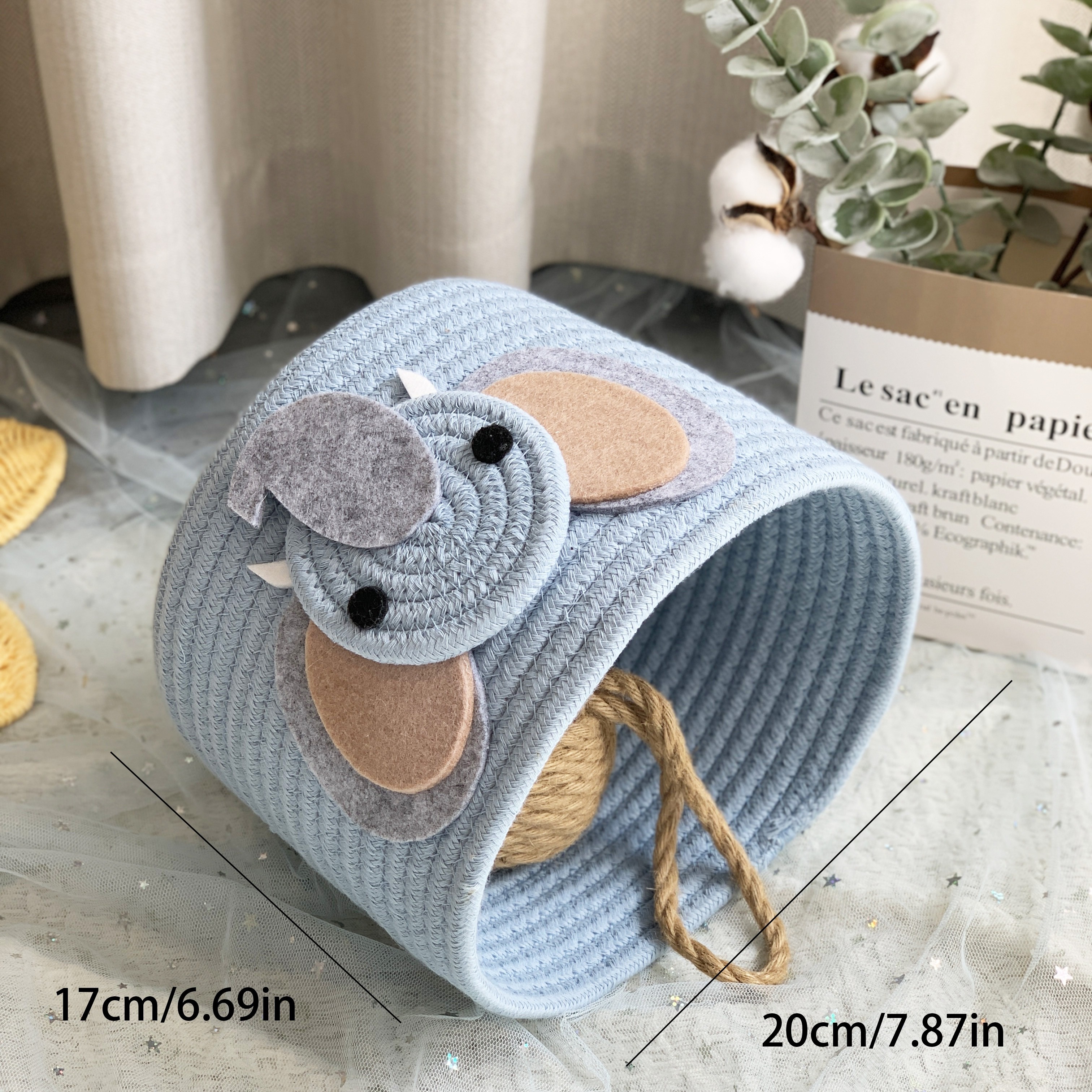 Little Bear Cartoon Round Small Basket Rope Woven Baskets - Temu