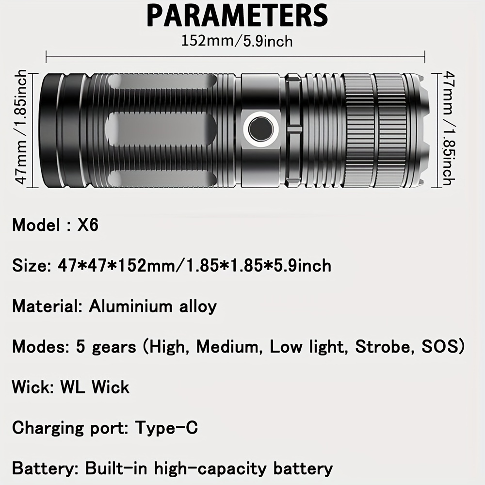 Outdoor Ultra Bright 5-Modes White Light Zooming Camping