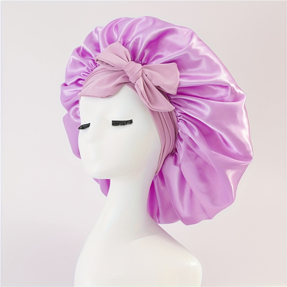 Bowknot Lace Up Satin Bonnet Pour Dormir Doux Élastique Nuit - Temu France