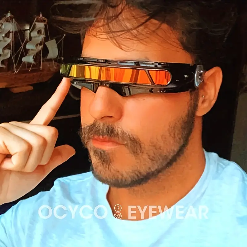 Unique Cool Futuristic Punk Wrap Around Goggles Tr90 Frame
