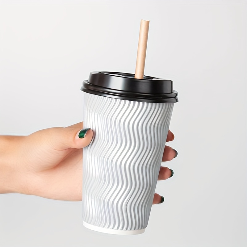 Disposable Coffee Cups With Lids And Straws Togo Hot Paper - Temu