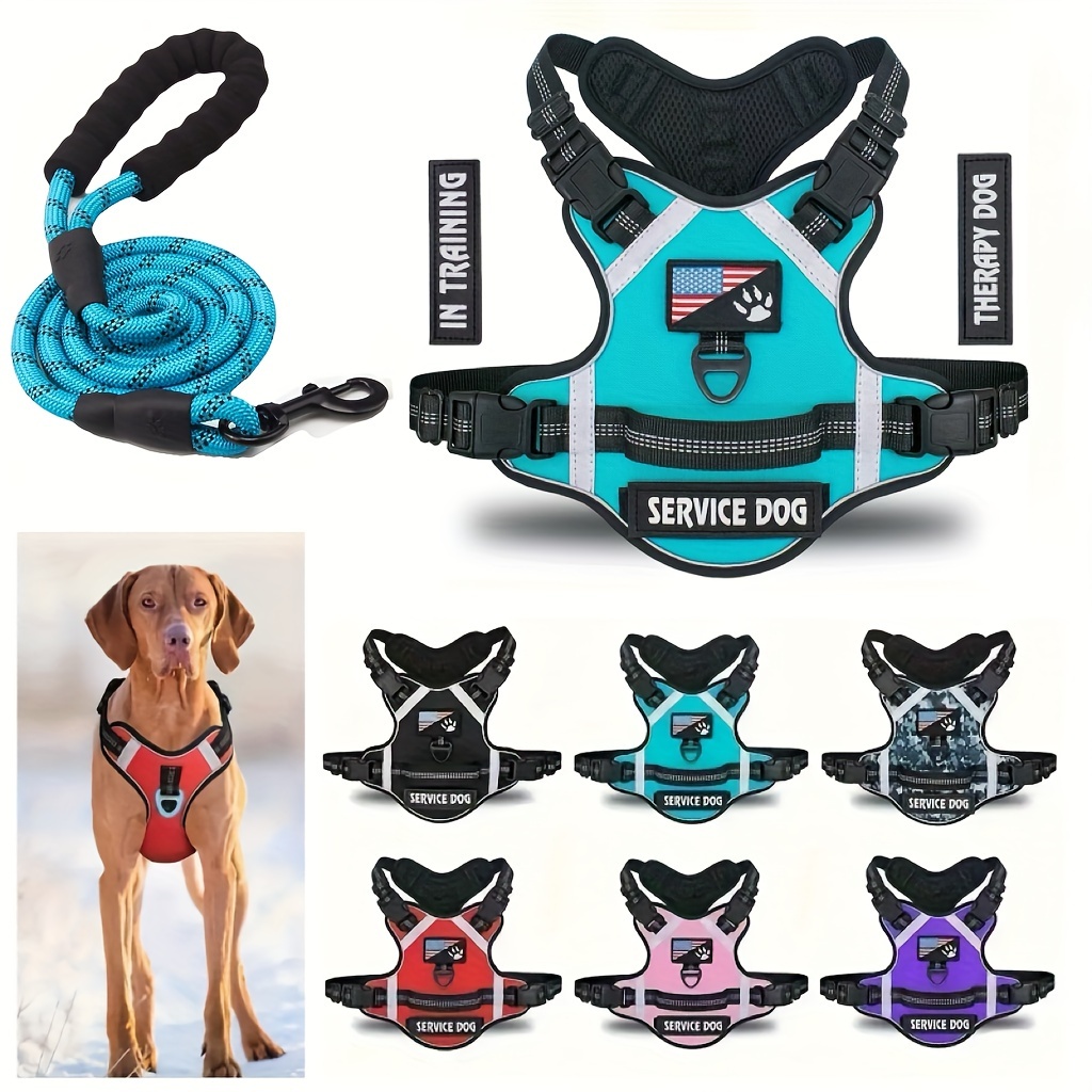 Heavy Duty Adjustable Pet Puppy Dog Safety Harness with Leash Lead Set  Reflective No-Pull Breathable Padded Collar Chest Vest Handle for Small  Medium