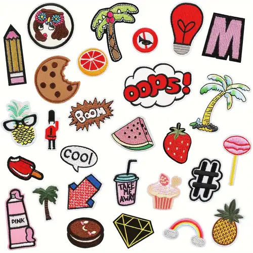 70Pcs Random Assorted Iron on Patches, Cute Sew on/Iron on Embroidered  Applique Patches for Jackets, Hats, Backpacks, Jeans, DIY Accessories