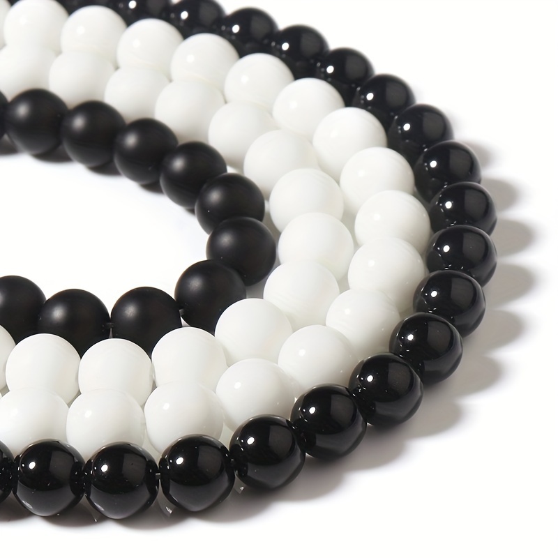 Natural Black White Agates Beads Dull Polish Matte Onyx Agates Round Loose  Beads For Jewelry Making DIY Bracelets 15 Wholesale