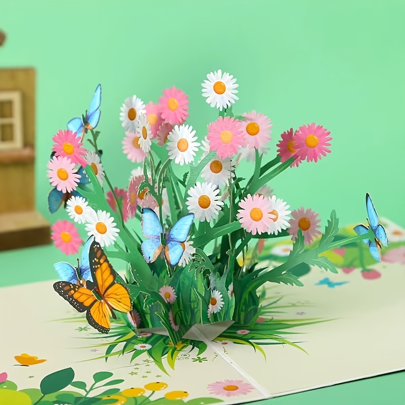 Carte de vœux Pop-Up 3D en fleurs de pêche pour Couple, cartes de