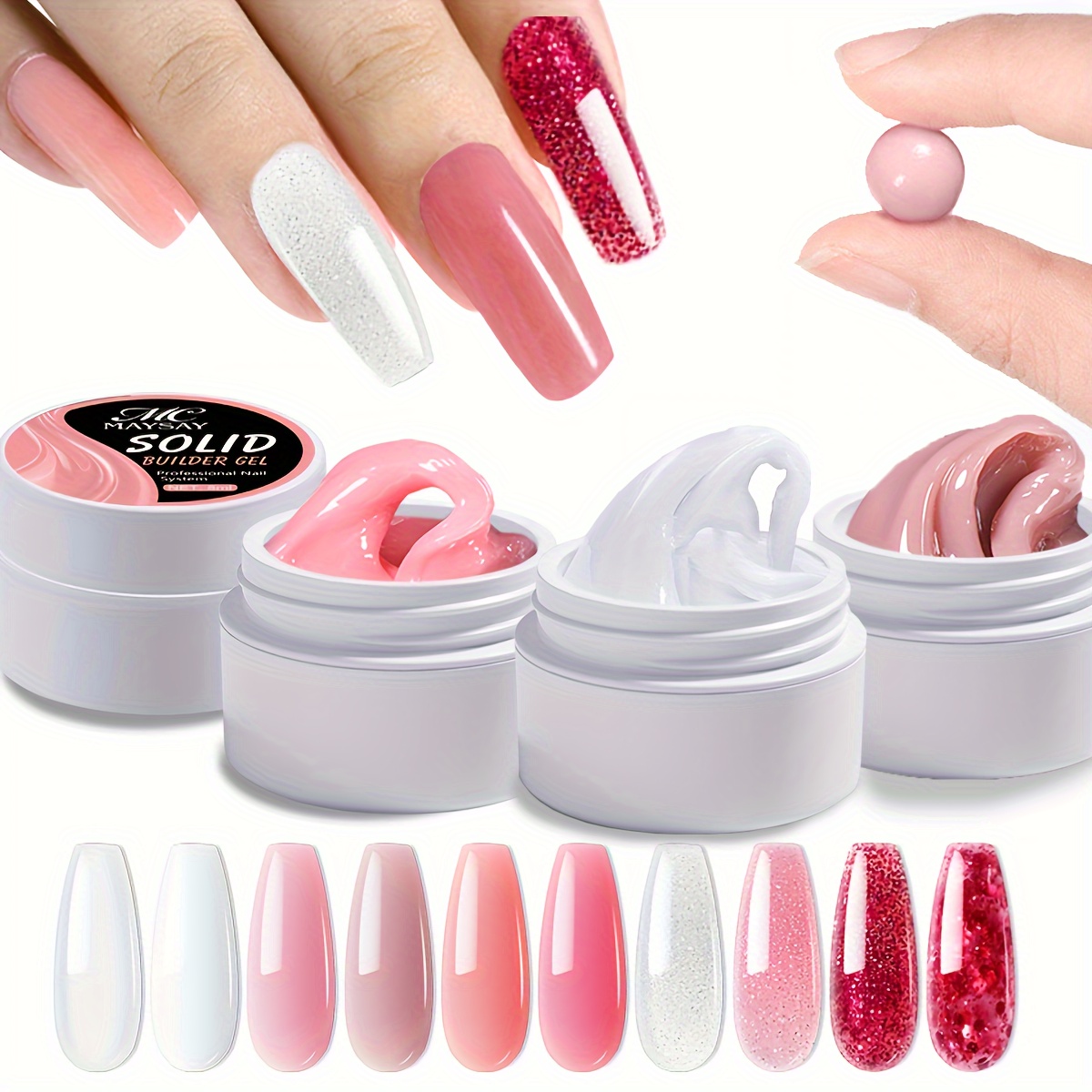 

8ml Non-stick Hand Solid Extension Nail Gel - Clear, Nude Nail Gel And Rhinestone Glue Gel For Easy Application - Multicolor Optional