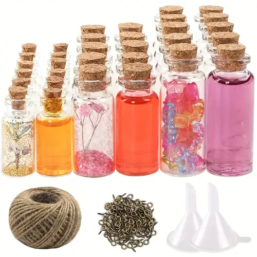 Clear Plastic Sand Art Bottles with Cork Stoppers, 2 Oz Cork Bottle,  Plastic Jars with Cork, Mini Vial Potion Bottles for DIY Arts & Crafts,  Party