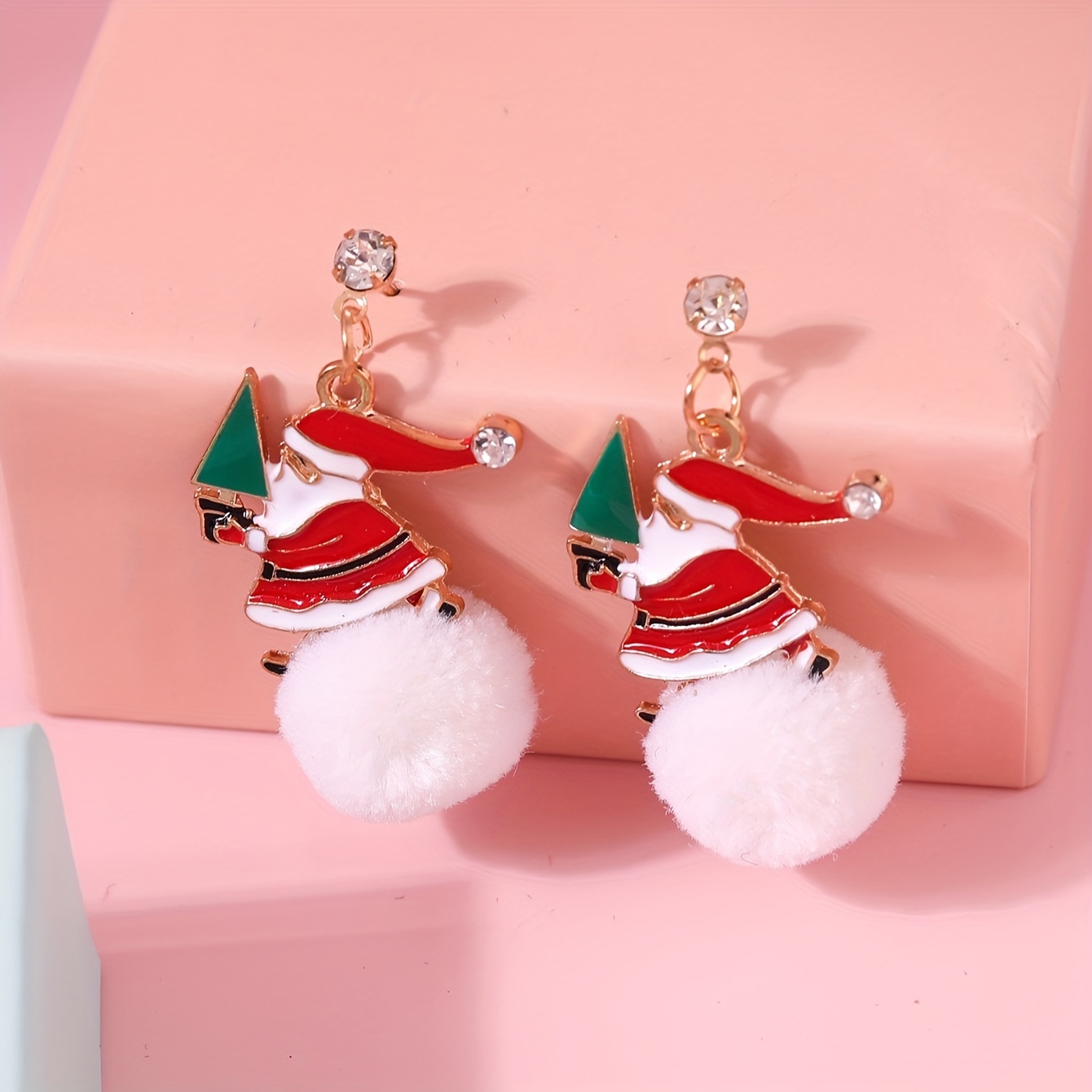 2pairs Children's Acrylic Santa Claus & Snowman Shaped Pendant