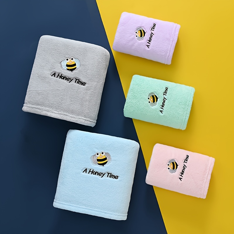 Little Bee Embroidery Towels Set Ultra Soft Absorbent Towel - Temu