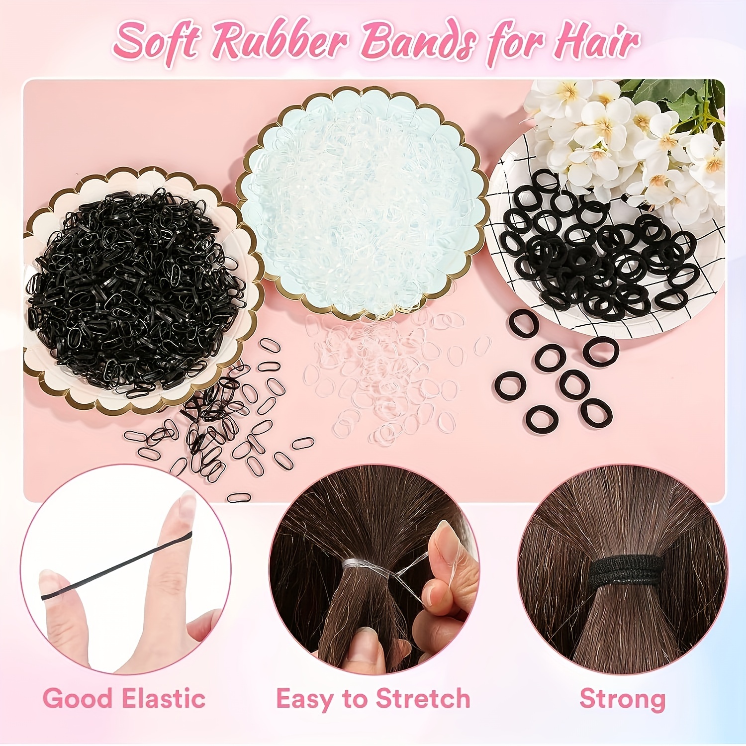  Sewroro Bandas de goma para el cabello, bandas de goma  pequeñas, bandas elásticas a granel, bandas de goma anchas para dinero,  soporte de papelería, bandas de goma termoestabilidad, banda elástica,  suministros