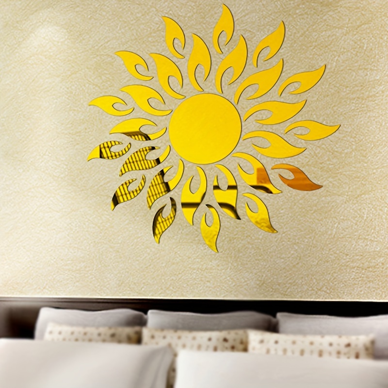 Sunflower Acrylic Mirror Wall Stickers Decorative Self - Temu