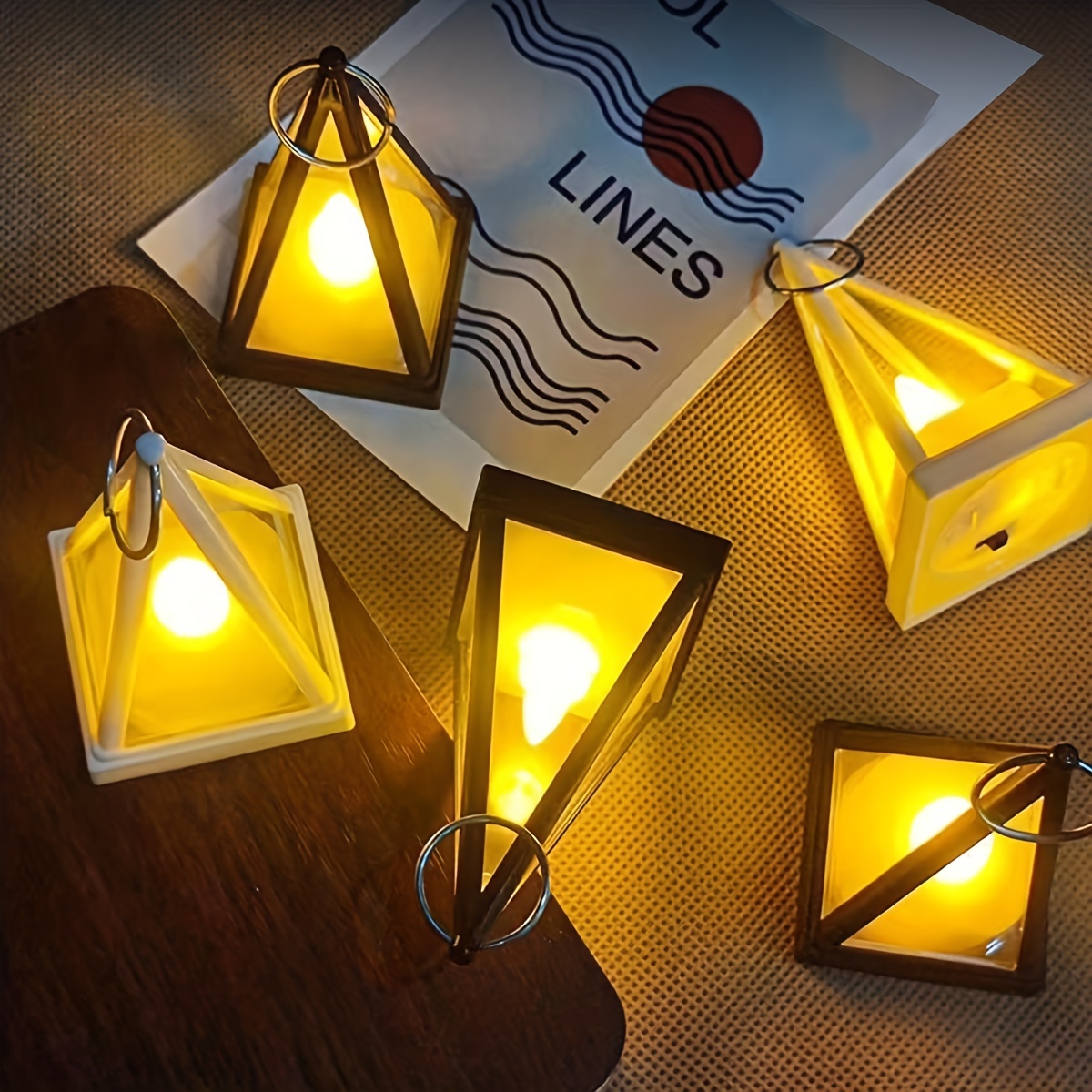 Led Pyramid Small Lantern, Hanging Night Light, Decorative