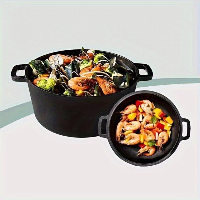 1pc cast iron pot outdoor barbecue frying pan bag pot   heightened cast iron stew pot cast iron pot kitchenware kitchen items details 1