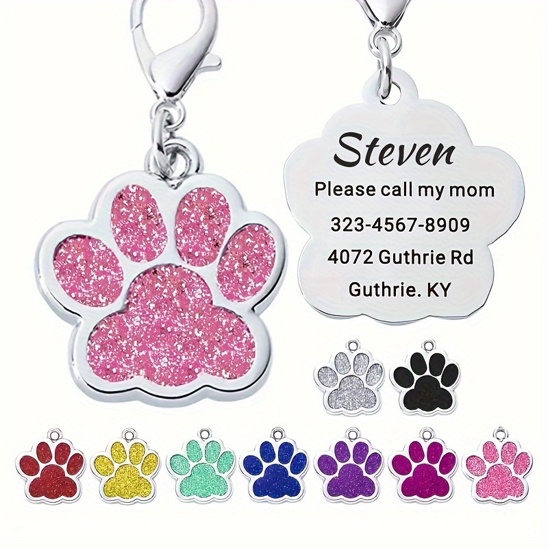 

Personalized Pet Id Tags, Custom Dog Tag Engraved Name Phone Number Address For Pet Collar Anti-lost Paw Shape Charm Pet Id Tags