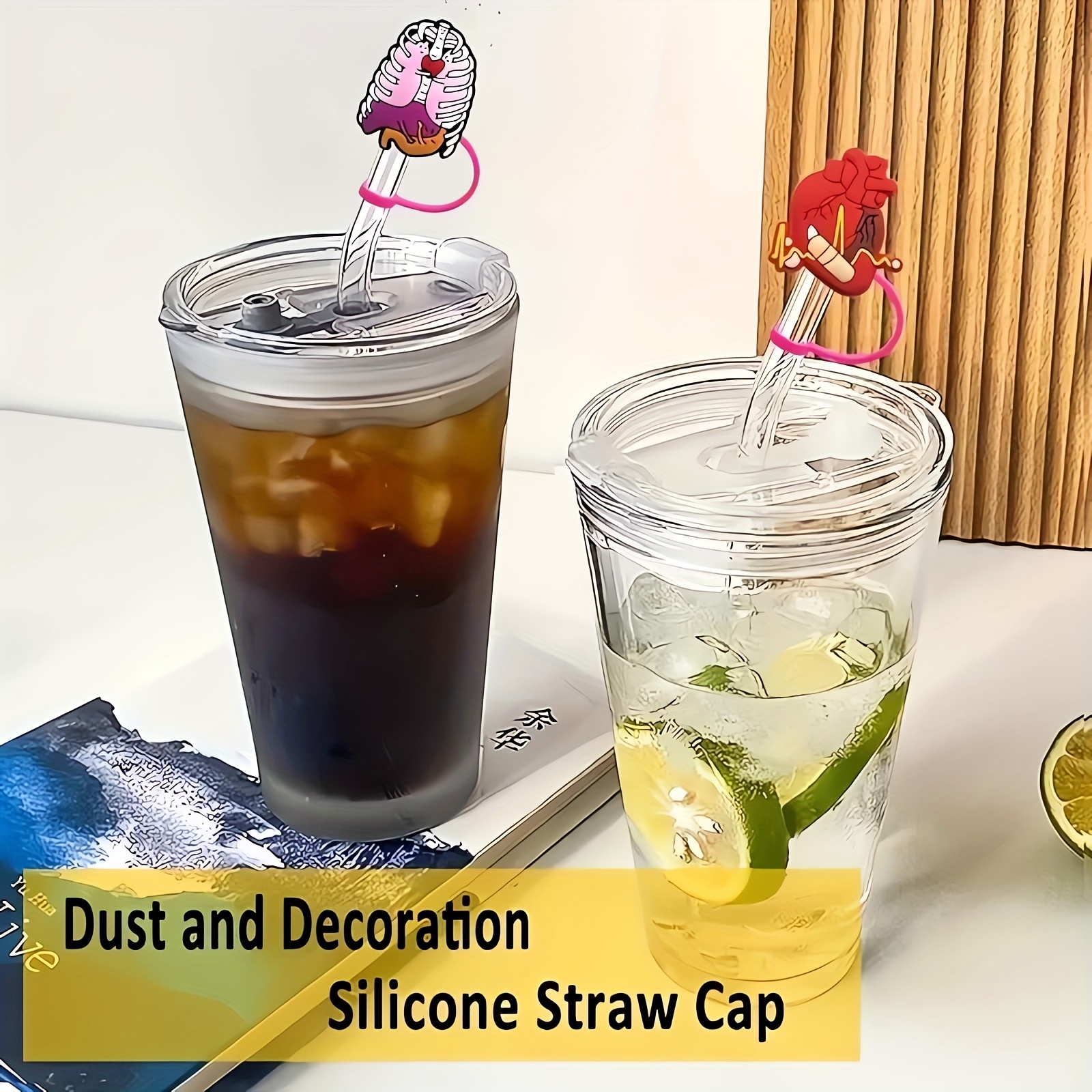9pcs Cute Nursing Series Silicone Straw Cover, Reusable Dustproof Drinking  Straw Plug For 7-8 Mm (0.27-0.31in) Straw, Cup Accessories
