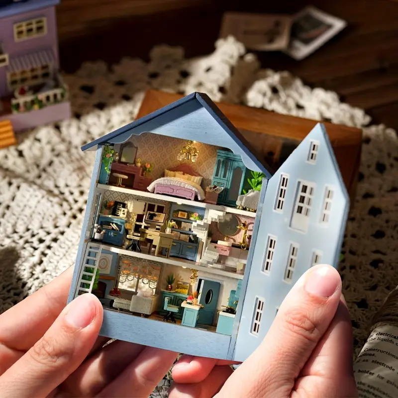Diy Miniature Dollhouse Kit With Furniture Mini Wooden Doll - Temu