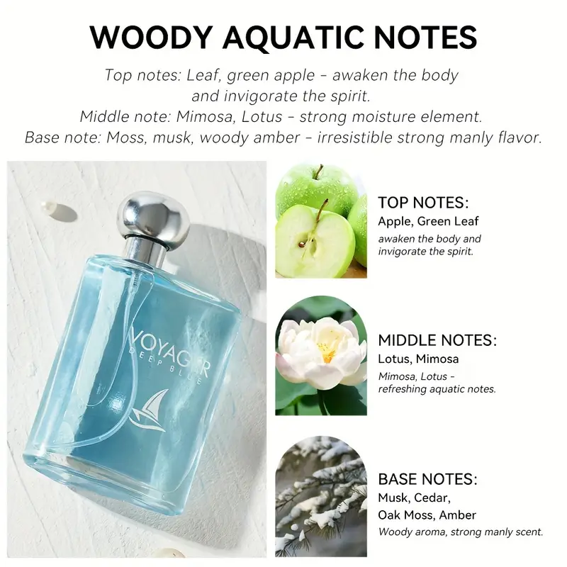 Eau De Parfum For Men,refreshing And Long Lasting Fragrance With Woody  Aquatic Notes,perfume For Dating And Daily Life,a Perfect Gift For Him -  Temu