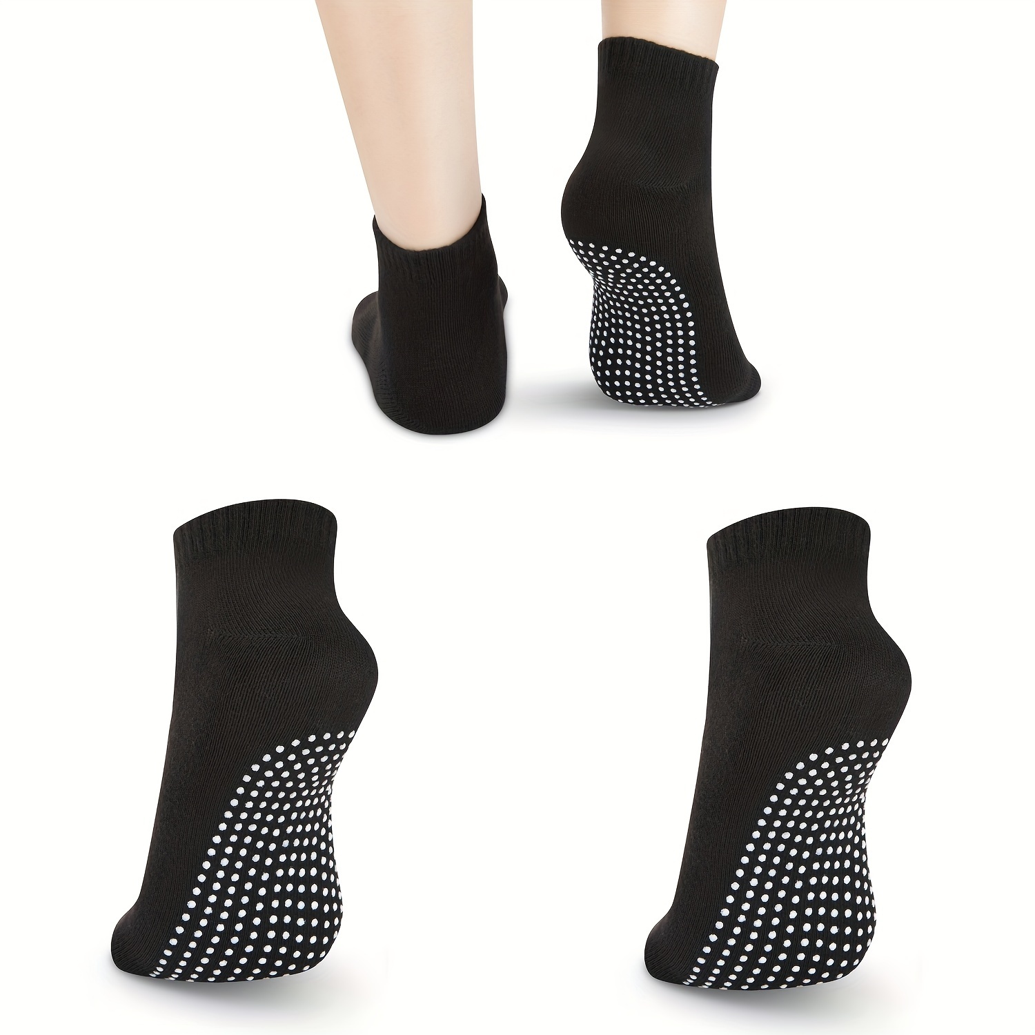 2 Pairs Non-slip Grip Socks For Womens Mens, Yoga Pilates Socks With Grips,  Sport Socks For Yoga, Pilates, Barre Trampoline Fitness, Anti Slip Cotton