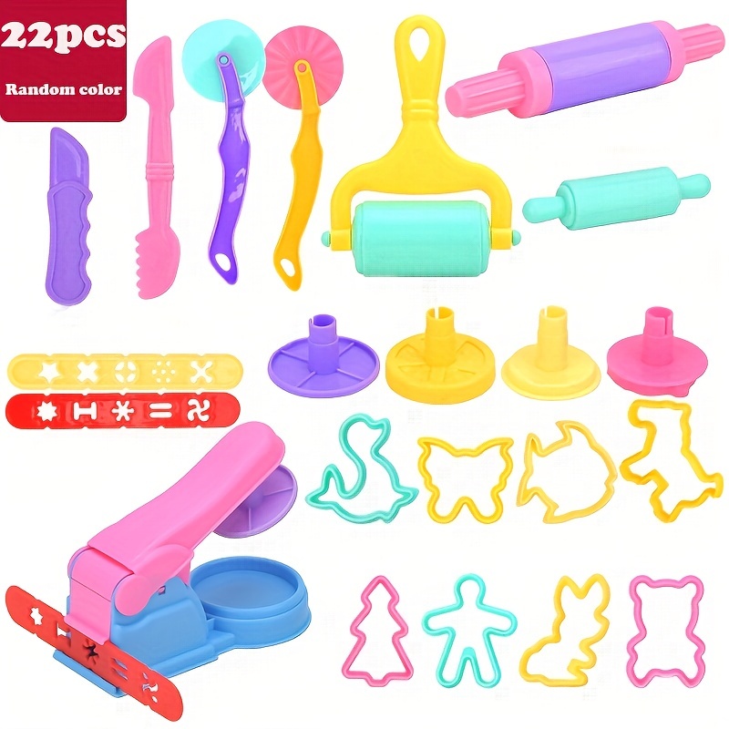 FRIMOONY Dough Tools Set for Kids, Various Plastic Molds, Assorted Colors,  45 Pieces