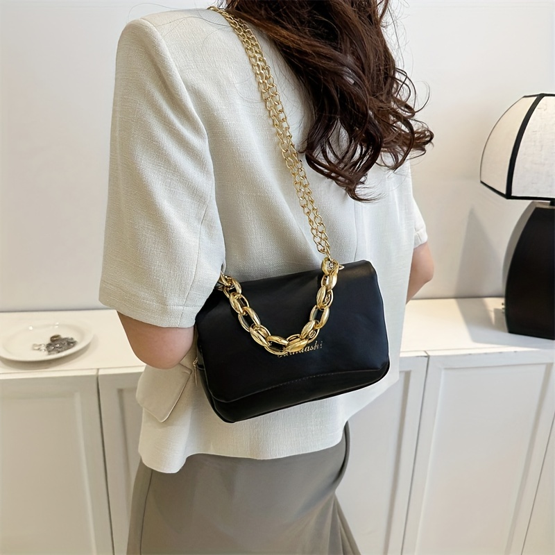 Women's Black Gold Chain Mini Shoulder Bag