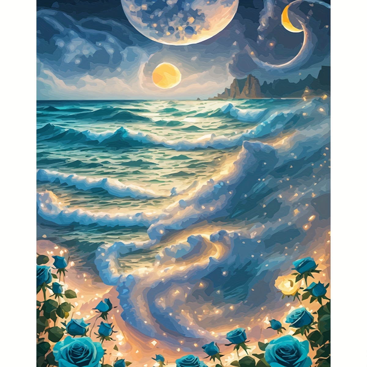 Painting By Numbers Kit The Moon Of Fantasy Night Picture - Temu