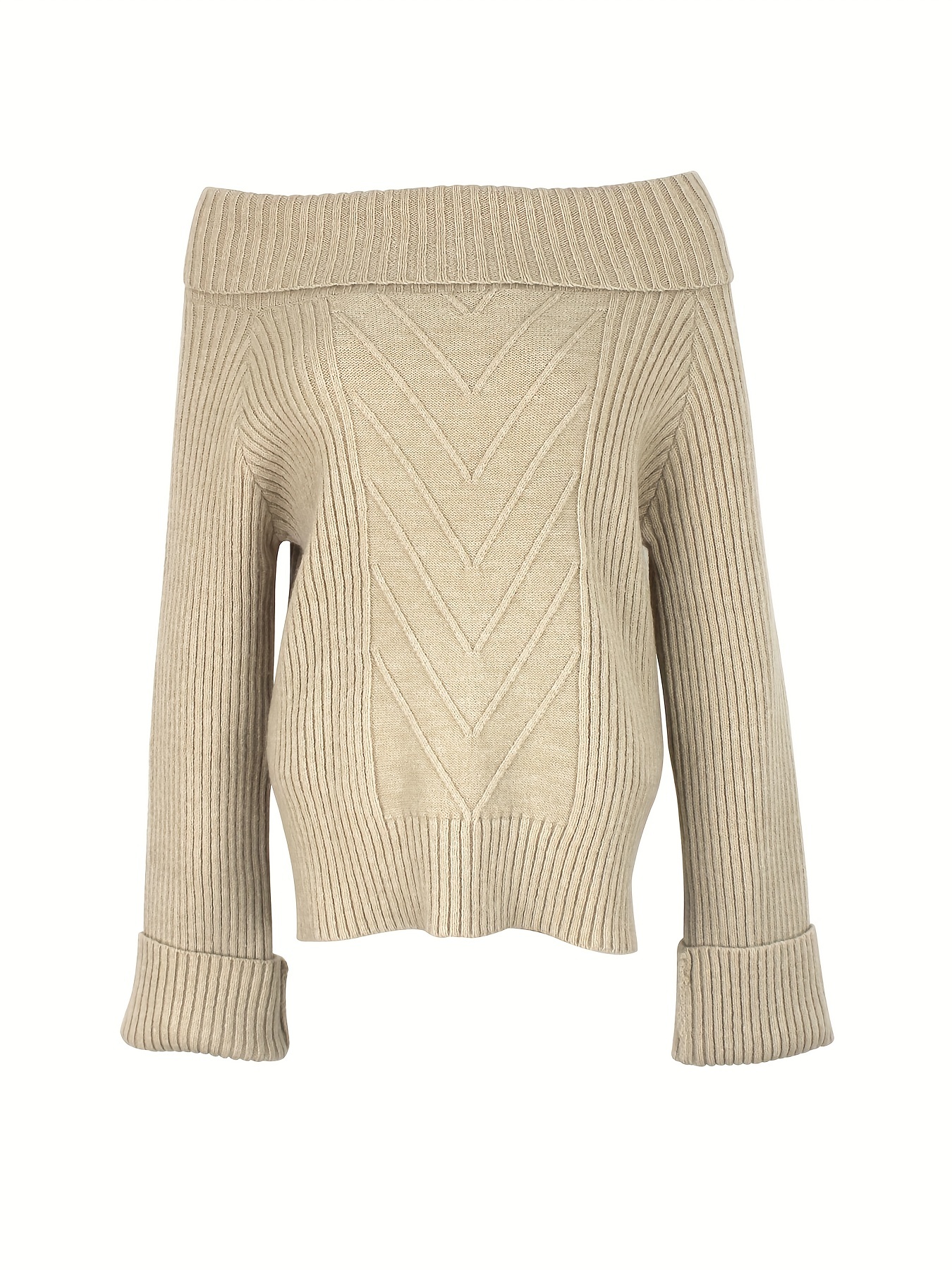 Pull élégant Femme En Tricot - Col Montant, épaules Dénudées, Manches Longues, Doux Et Chaud, Style Décontracté