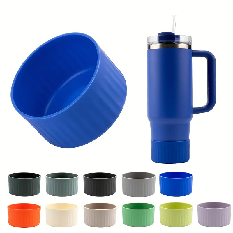 Blue Silicone Cup Boot Cover For Tumbler, Non-slip Cup Bottom