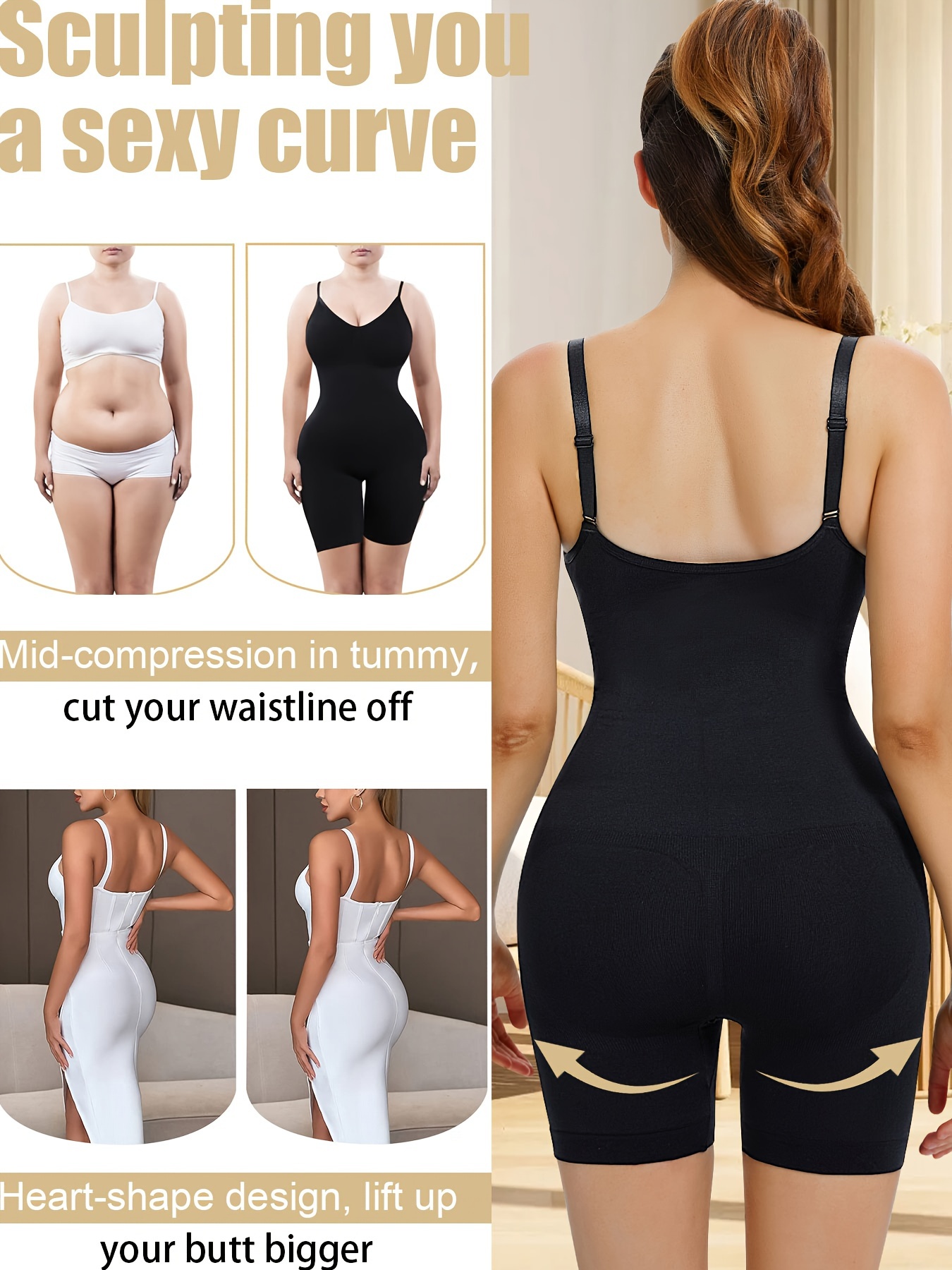 Women'S Bodysuit Shaoewear Strap Tummy Control Sculpting Slim Seamless Mesh Body  Suit Jumpsuits For Woman 