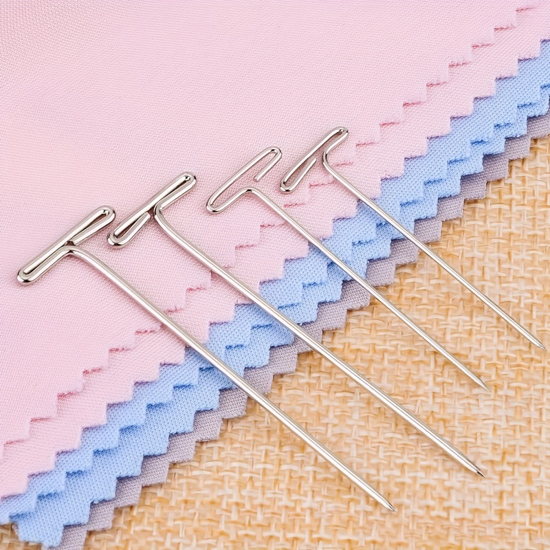 100pcs Wig T-Pins 2 inch with Plastic Storage Box Silver Stainless Steel T Pins for Blocking Knitting Sewing Modelling Office Wall Crafts Wig Pins